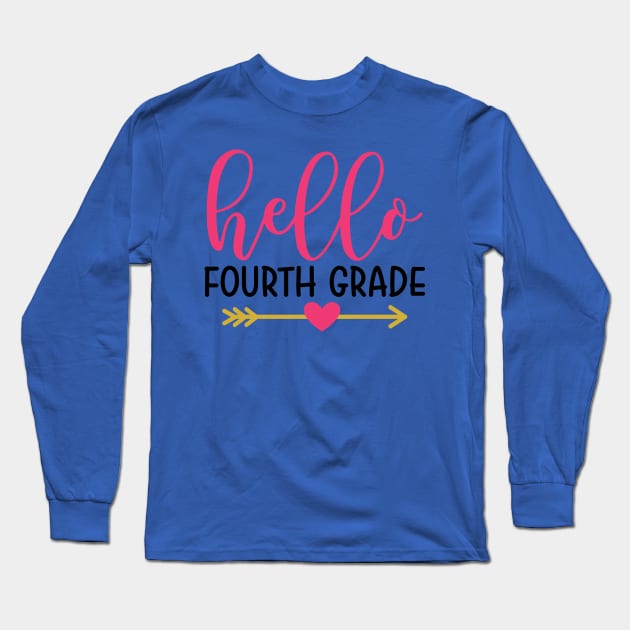 Hello Fourth Grade Kids Back to School Cute Long Sleeve T-Shirt by ThreadSupreme